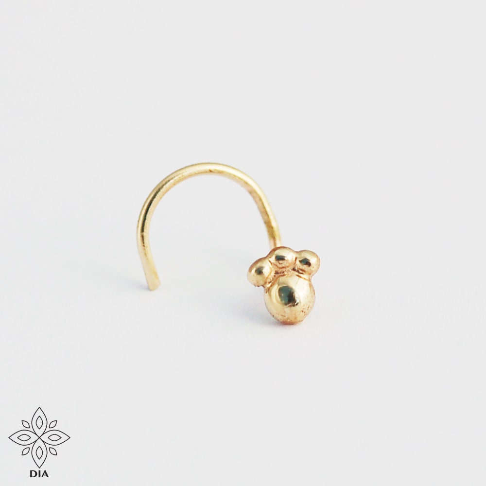 14K Solid Gold Flower Dot Stud Earring - Sophie