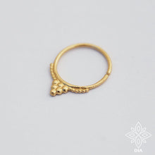 Load image into Gallery viewer, 14k Gold Dotted V Hoop Ring
