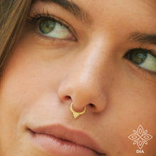 Load image into Gallery viewer, 14k Solid Gold Tribal Septum Hoop Ring - Emersyn
