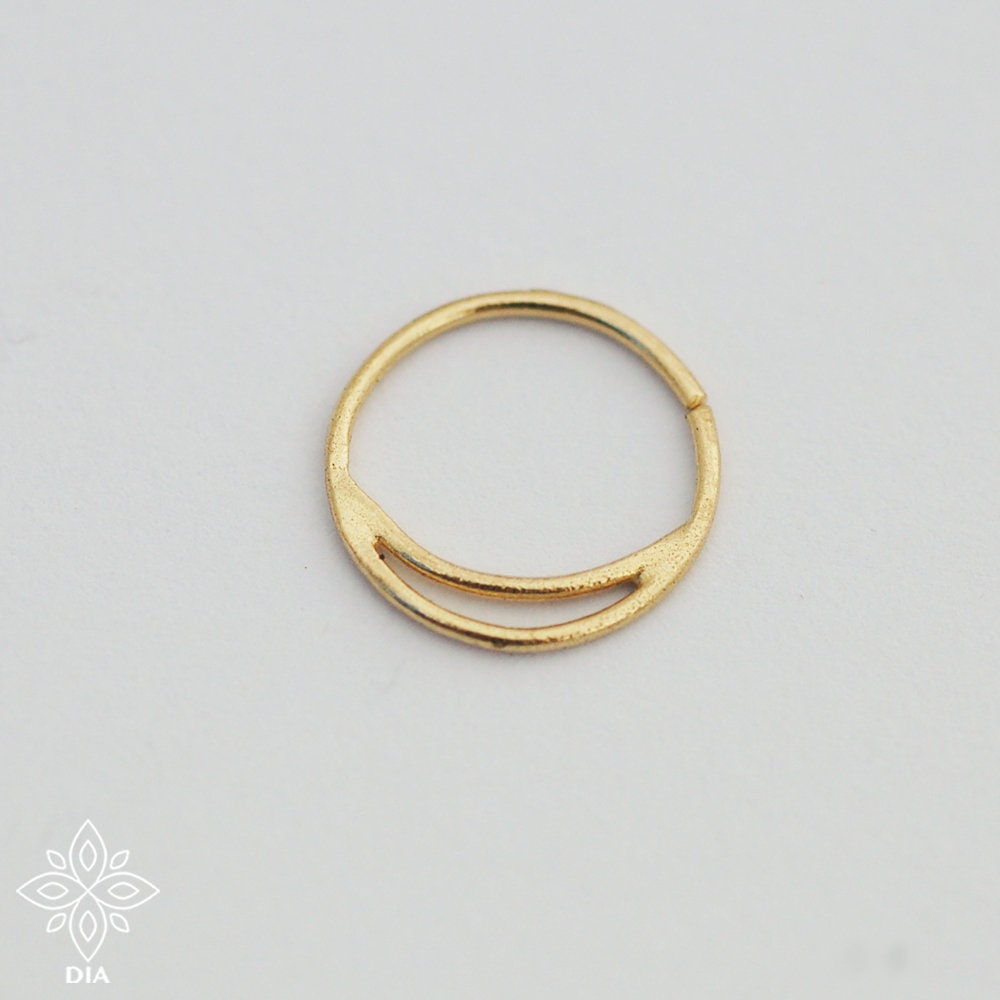 14k Solid Gold Half Moon Hoop Nose Ring - Allison