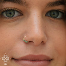 Load image into Gallery viewer, 14K Solid Gold Turquoise beaded Hoop Earring - Melody
