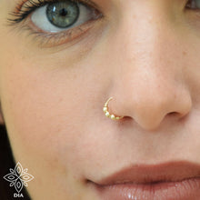 Load image into Gallery viewer, 14K Solid Gold Hoop earring Three Wire Wrapped Beads - Brooklyn

