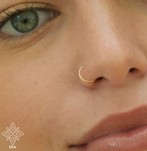 Load image into Gallery viewer, 14K Solid Gold Thin Nose Hoop Ring - Lily
