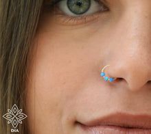 Load image into Gallery viewer, 14k Solid Gold Thin Opal Hoop Earring  - Nova
