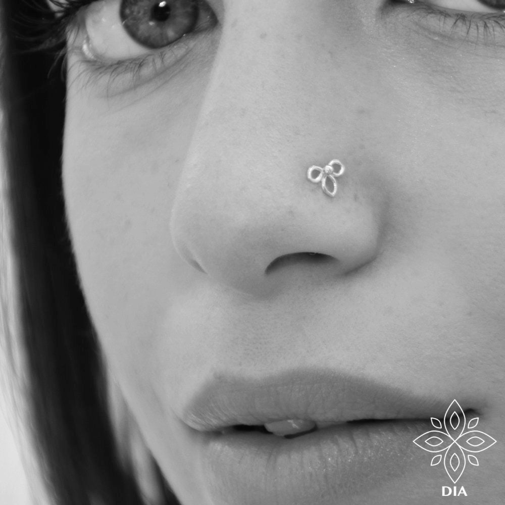 Silver Sterling Dia Flower Nose Stud Earring - Ayla