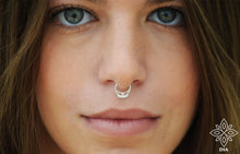 Load image into Gallery viewer, Silver Sterling Primitive Gypsy Nose Hoop Ring - Cecilia
