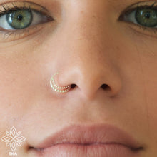 Load image into Gallery viewer, 14k Solid Gold Moon Nose Ring
