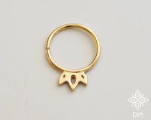 Load image into Gallery viewer, 14K Solid Gold Delicate Crown Septum Hoop Ring - Taylor
