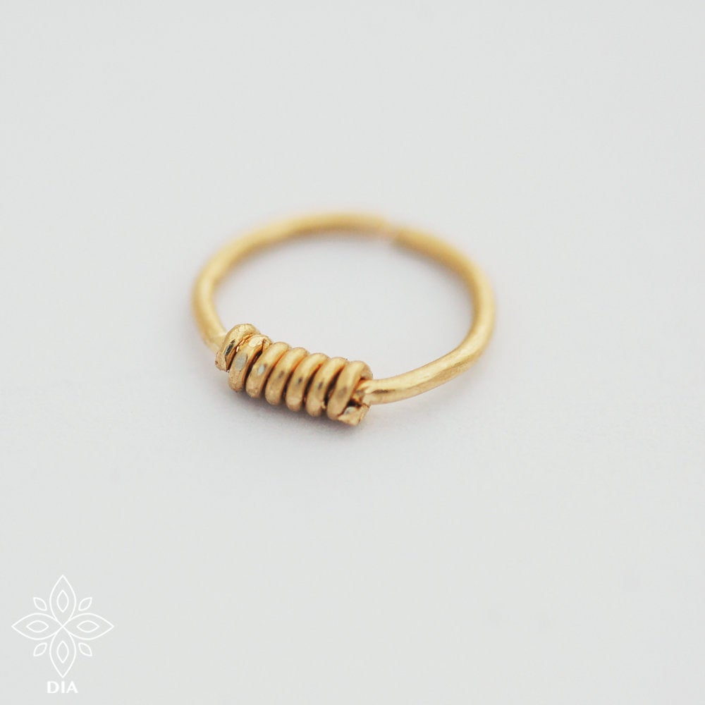 14K Solid Gold Wire Wrapped Hoop - Zoe