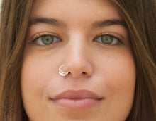Load image into Gallery viewer, Silver Sterling Primitive Gypsy Nose Hoop Ring - Cecilia
