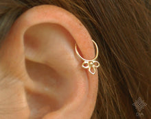 Load image into Gallery viewer, 14K Solid Gold Delicate Flower Hoop Earring - Eva
