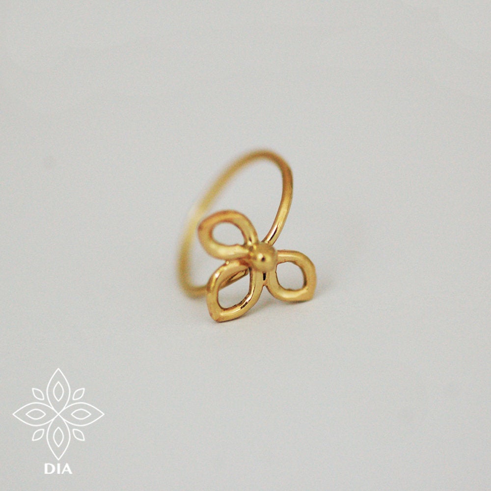 14k Solid Gold Elegant Flower Hoop Earring - Arya