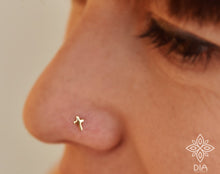 Load image into Gallery viewer, 14k Gold Cross Nose Stud - Harper
