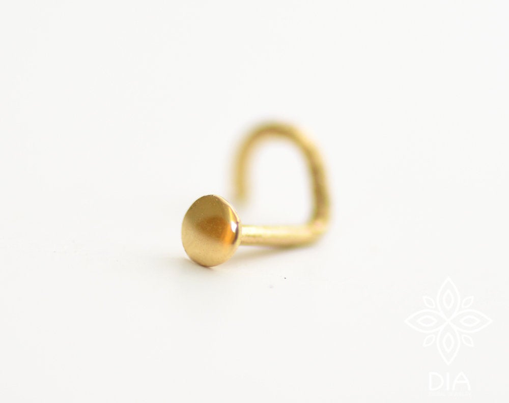 14k Solid Gold Tiny Flat Dot Stud Earring - Isabel