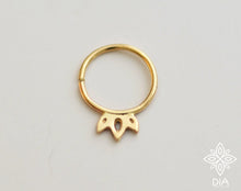 Load image into Gallery viewer, 14K Solid Gold Delicate Crown Septum Hoop Ring - Taylor
