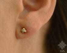 Load image into Gallery viewer, 14k Solid Gold Raw Diamond Stud Earrings - Claire
