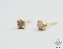 Load image into Gallery viewer, 14k Solid Gold Raw Diamond Stud Earrings - Claire
