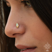 Load image into Gallery viewer, 14k Gold White Opal Stud Drop Earring  - Scarlett
