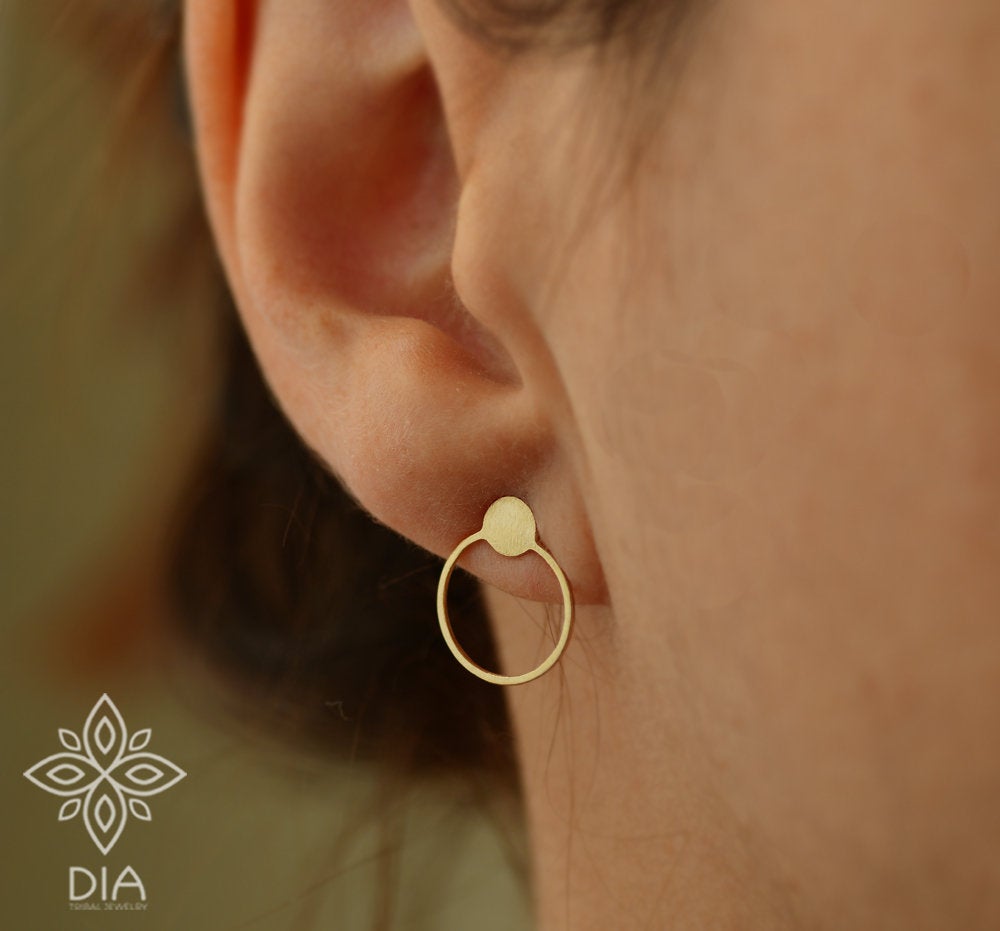 14k Gold Geometric Hoops Earrings - ONE PAIR - Isabella