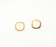 Load image into Gallery viewer, 14k Gold Square Stud Post Earrings - One Pair - Victoria

