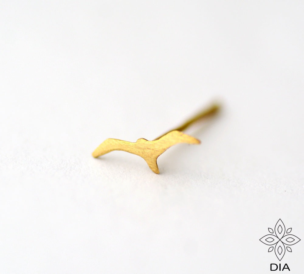 14K Solid Gold seagull Stud Earrings -  Aurora