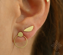 Load image into Gallery viewer, 14ל Solid Gold Geometric Studs Earrings - Nora
