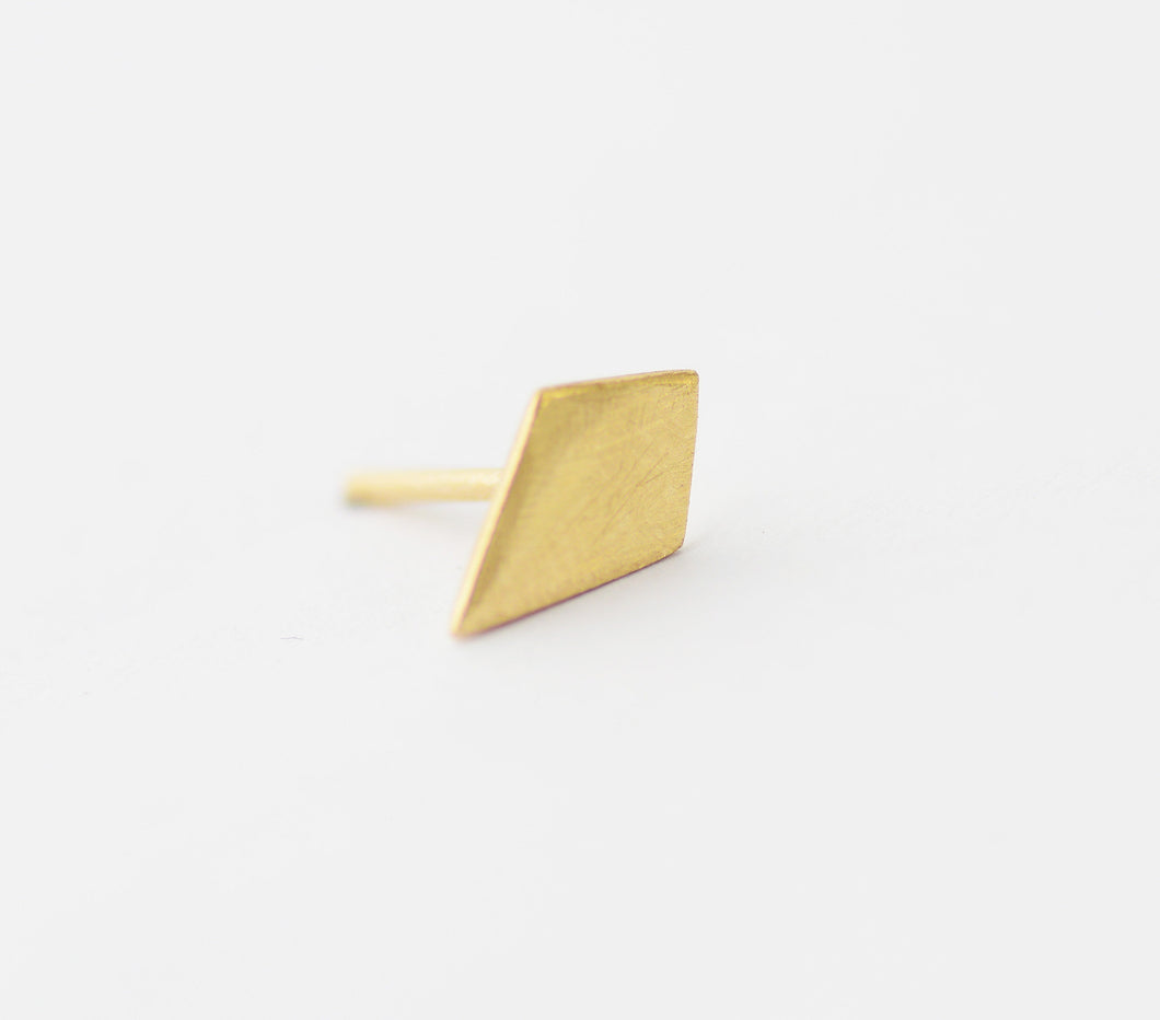 14k Solid Gold Geometric Rhombus Stud Earrings - Ariel
