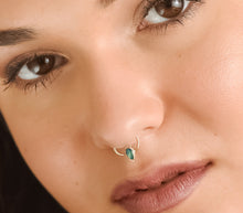 Load image into Gallery viewer, 14k Solid Gold Unique Opal Septum Hoop Ring - Valerie
