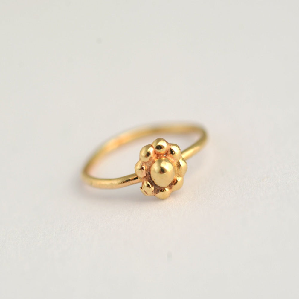 14K Solid Gold Tiny Flower Hoop - Emilia