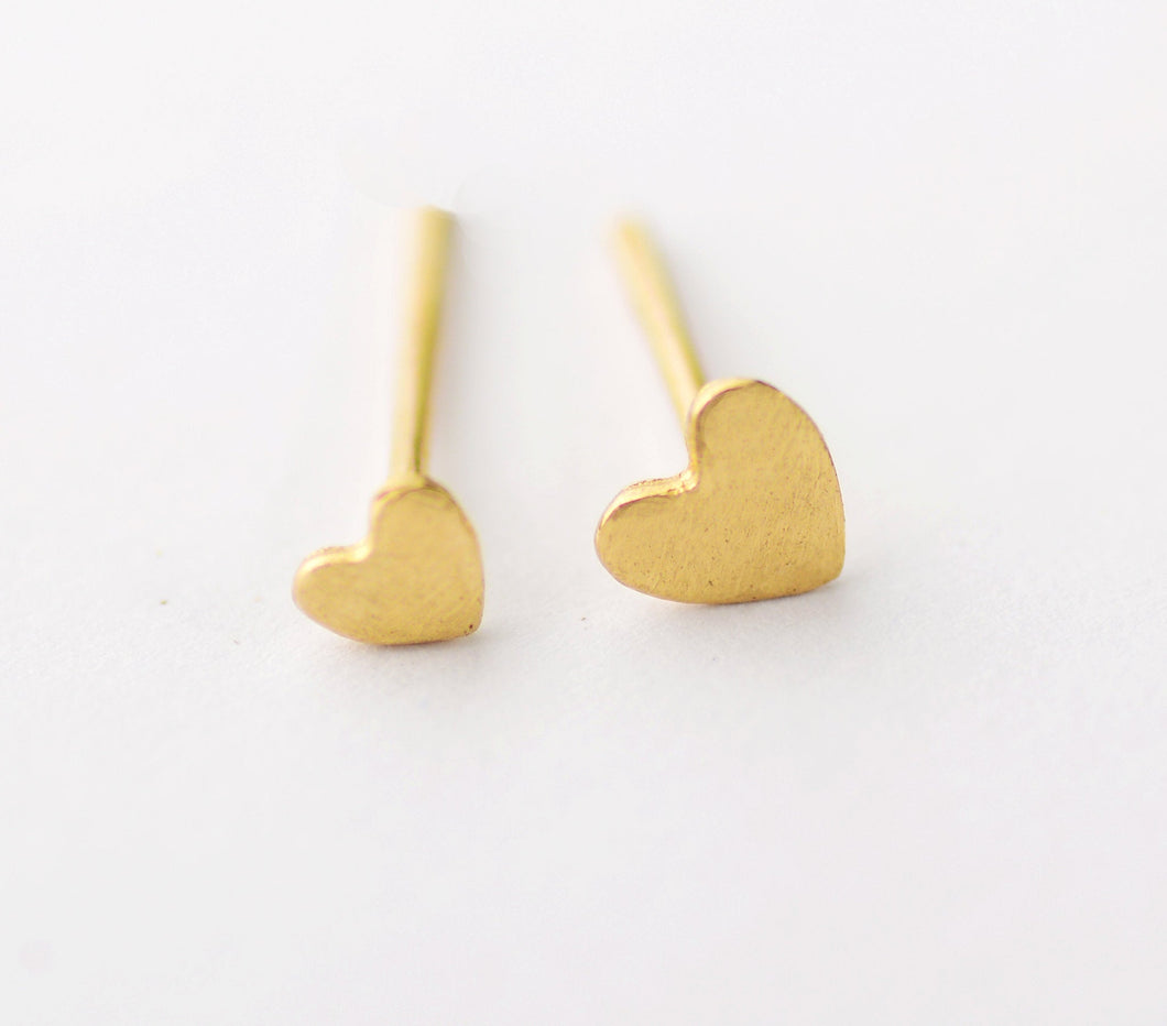14K Solid Gold Heart Stud Earring -  Zoey