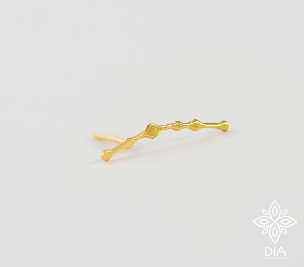 14k Solid Gold Dainty Ear Climber Earring - Skylar