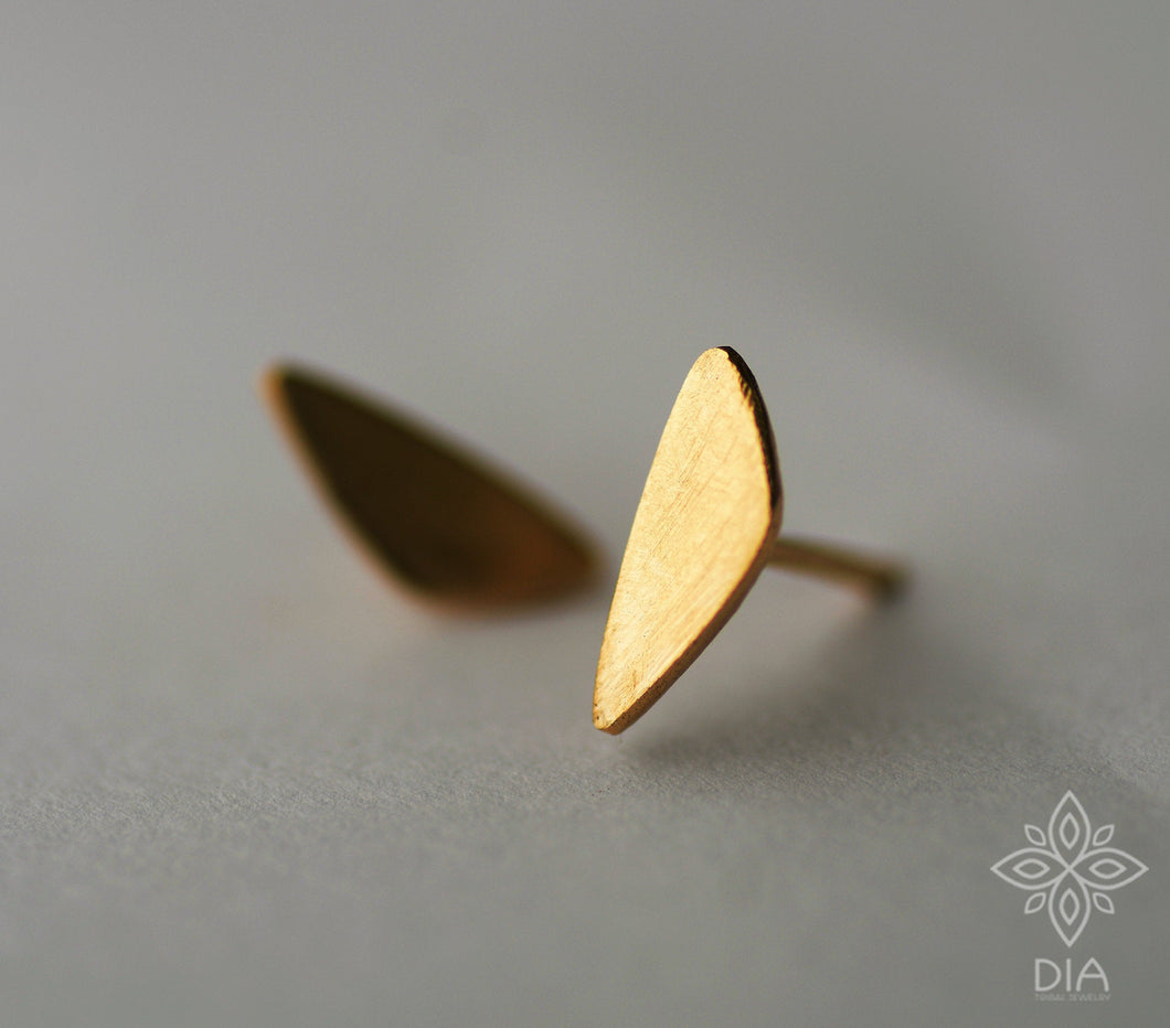 14ל Solid Gold Geometric Studs Earrings - Nora