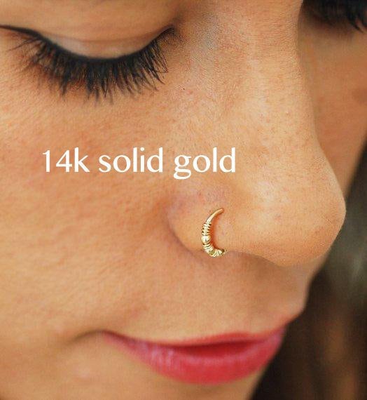 14k Gold Wrapped Nose Hoop