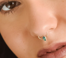 Load image into Gallery viewer, 14k Solid Gold Unique Opal Septum Hoop Ring - Valerie
