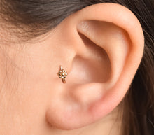 Load image into Gallery viewer, 14K Solid Gold Tiny Flower Hoop - Emilia
