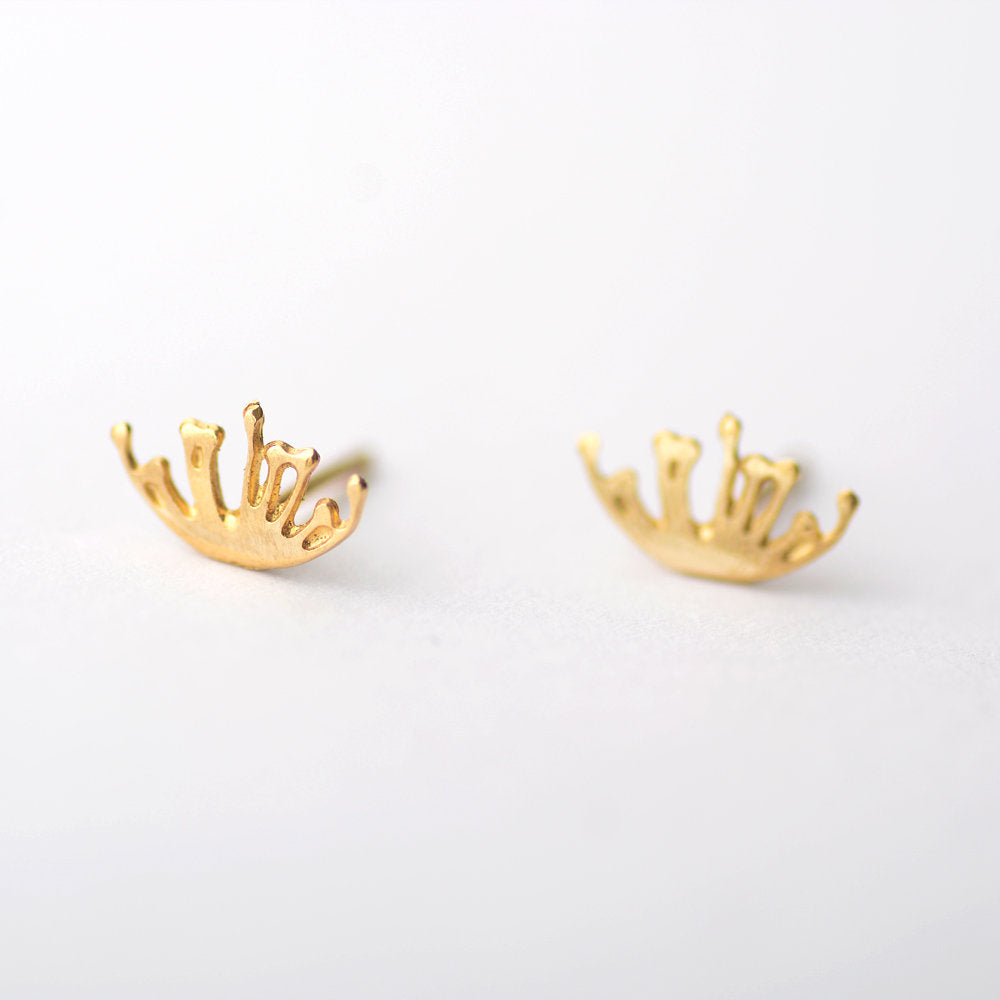 14k Solid Gold Coral Branch Stud Earrings - Valentina - ONE PAIR