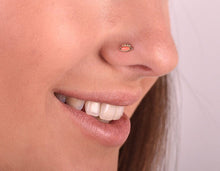 Load image into Gallery viewer, 14k Solid Gold Evil Eye Pink Coral Nose Stud
