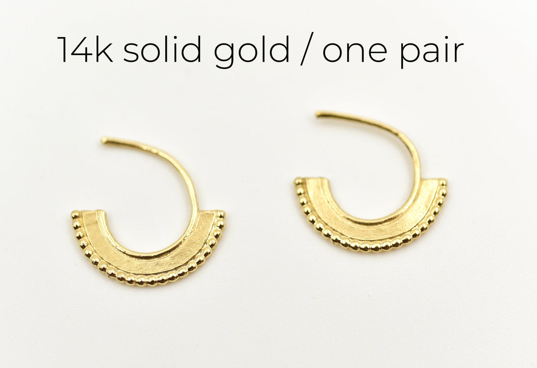 14k Gold Tribal Hoops Earrings - ONE PAIR - Sophia