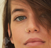 Load image into Gallery viewer, 14k Solid Gold Moon Nose Ring
