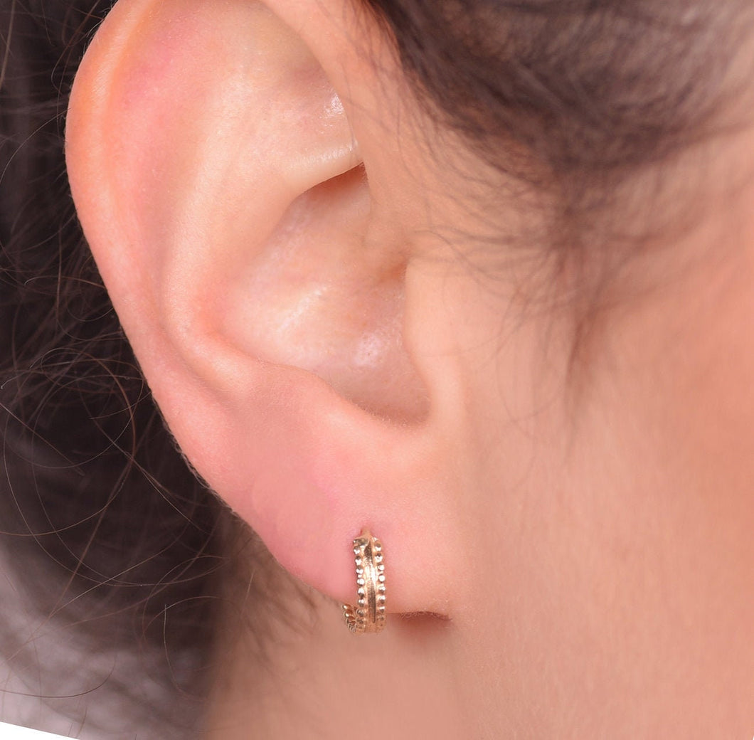 14k Gold Boho Indian Hoop Earrings
