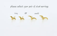 Load image into Gallery viewer, 14K Gold Tiny Flying Birds Stud Earrings
