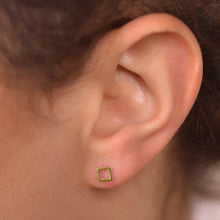 Load image into Gallery viewer, 14k Gold Dainty Square Stud Earrings
