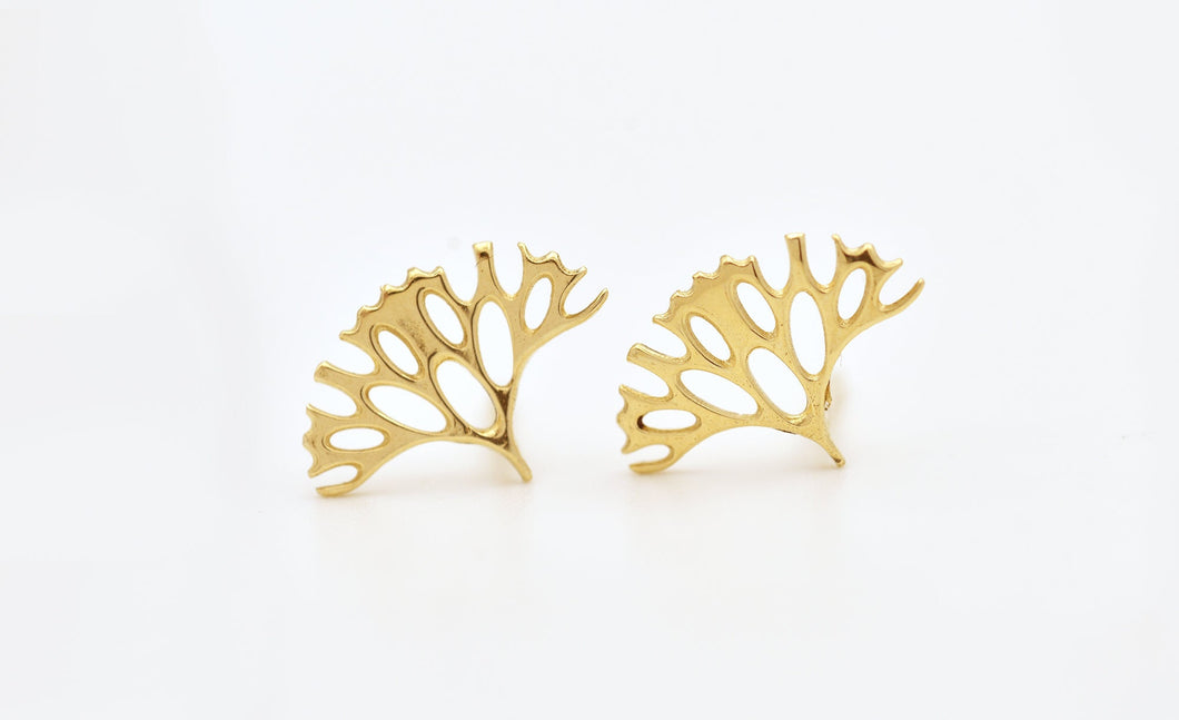 14K Gold Branch Stud Earrings