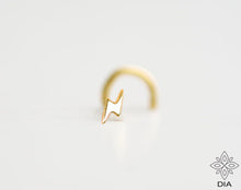 Load image into Gallery viewer, 14k Gold Tiny Lightning Nose Stud
