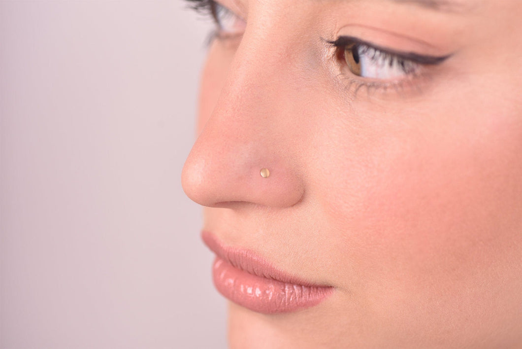 14k Gold Tiny Round Nose Stud