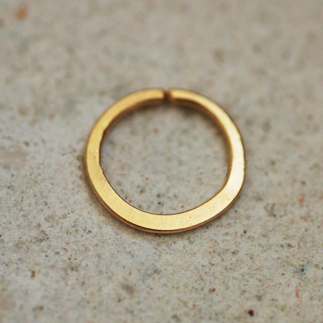 14k Gold Hammered Hoop Ring
