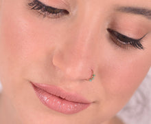 Load image into Gallery viewer, 14k Gold Turquoise Beads Nose Ring
