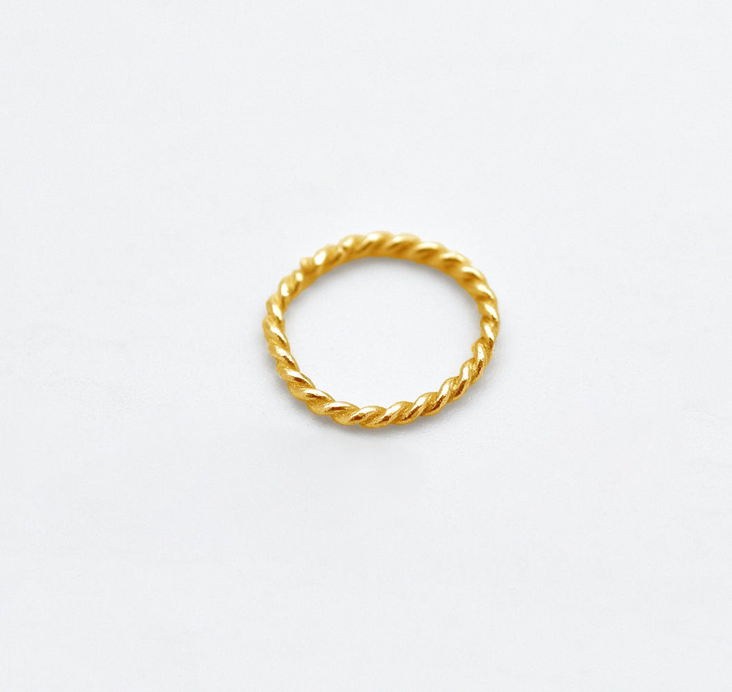 14K Solid Gold Twisted Hoop Nose Earring - Sarah