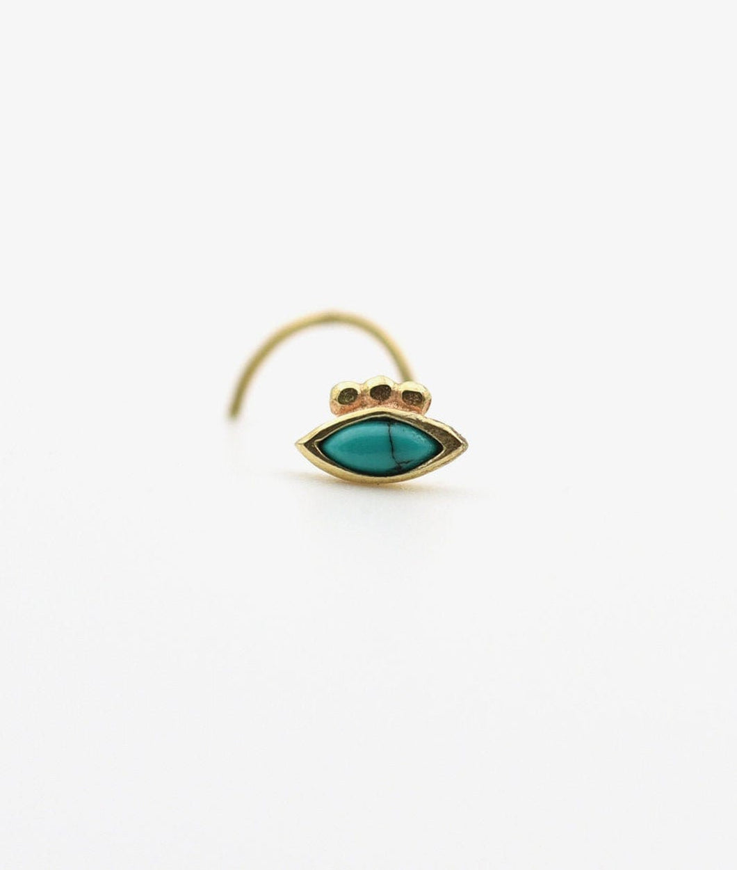 14k Gold Mini Evil Eye Nose Stud with Turquoise
