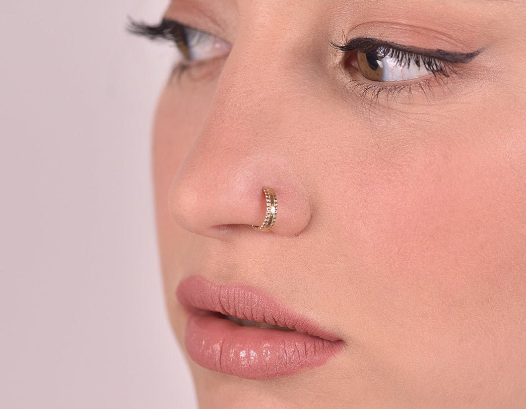 14k Solid Gold Hippie Nose Ring